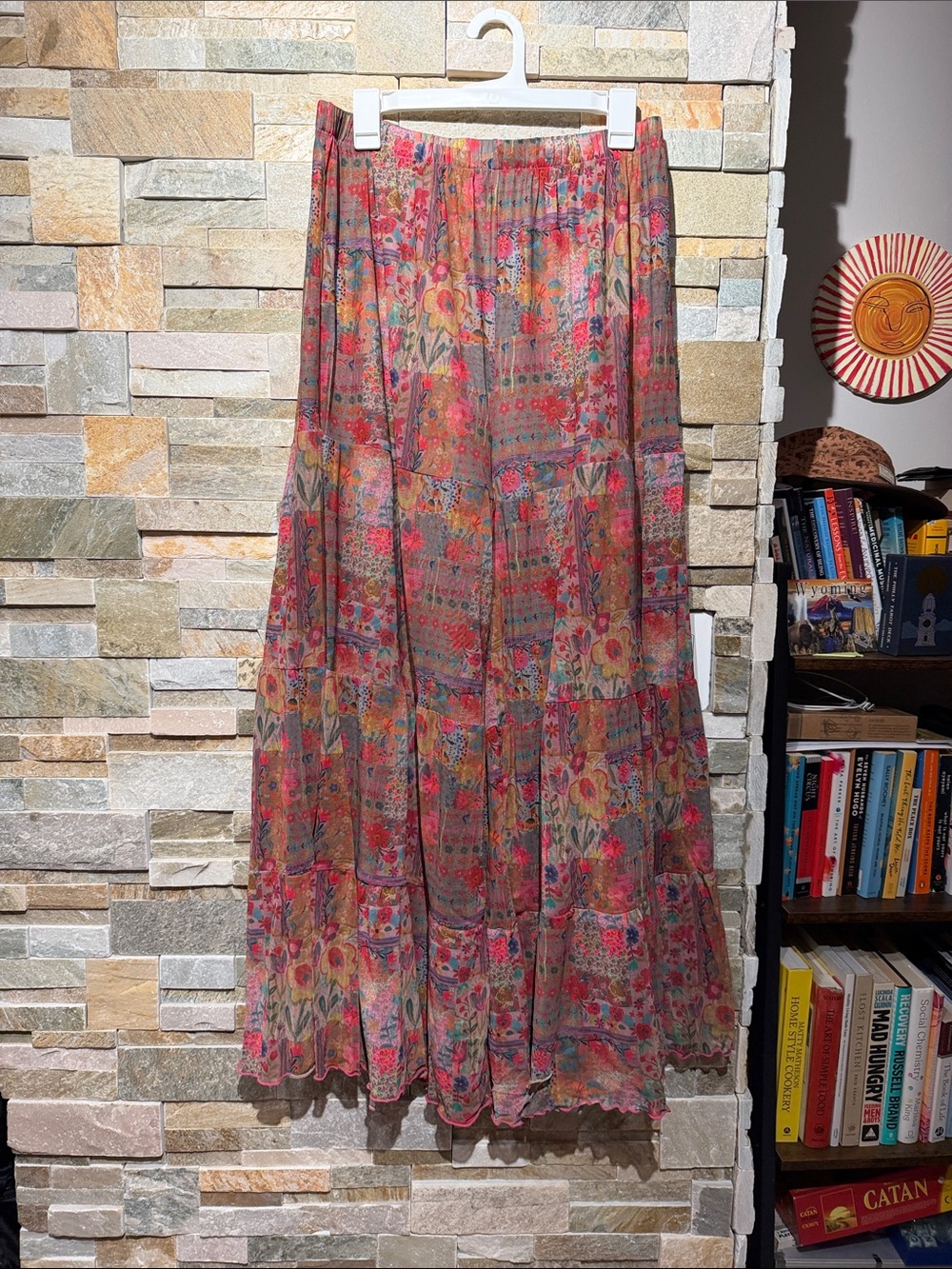 NATURAL LIFE Floral Wide-Leg Maxi Pants in Coral Multi